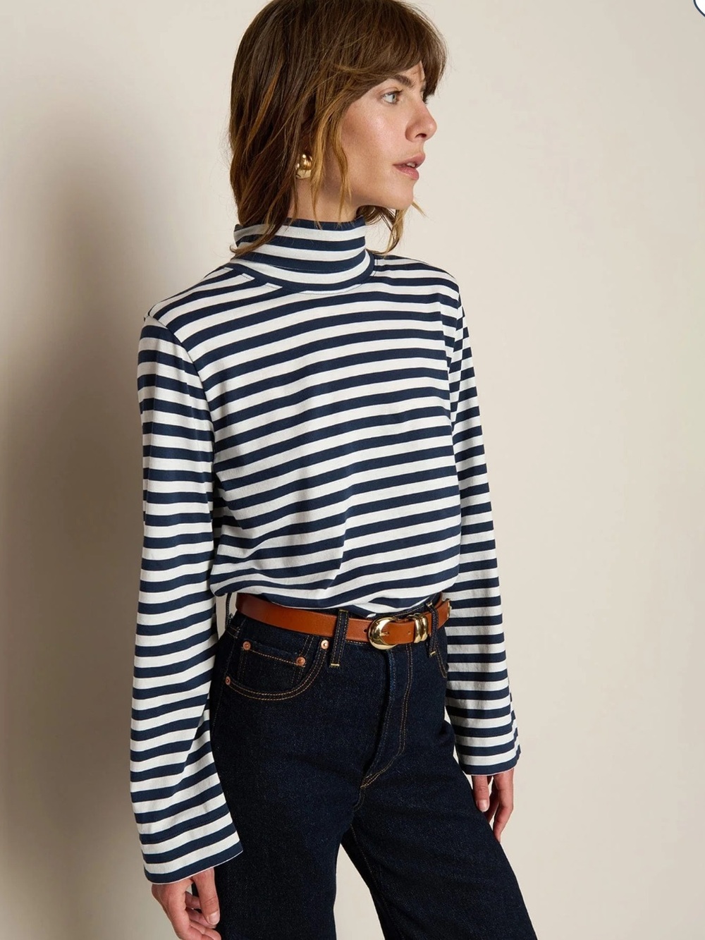 Nation LTD | Seascape Stripe Neo Mock Neck T-Shirt